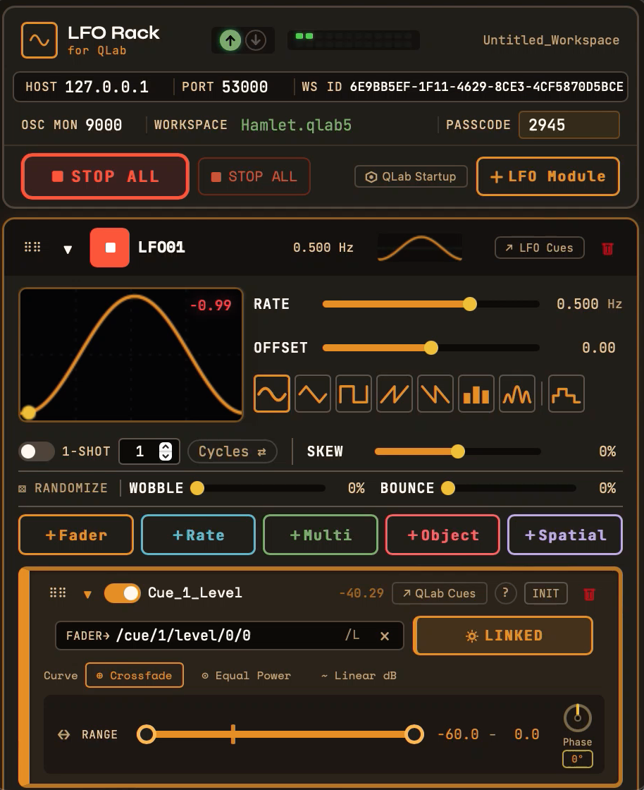 LFO Rack interface