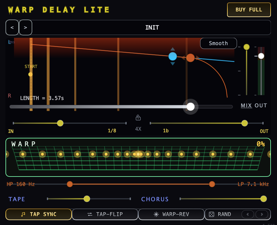 Warp Delay Lite plugin interface