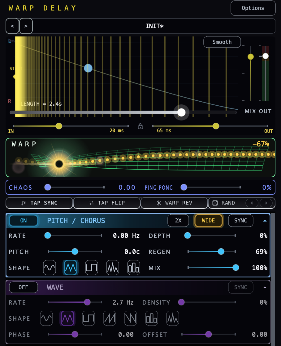 Warp Delay plugin interface